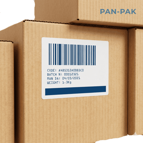 Lot label sa barcode-om i strukturisanim podacima na food-grade transportnoj kutiji — primer EU traceability standarda