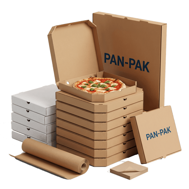 Kutije za picu Pan Pak — tri standardne veličine sa full color brendiranom štampom za pizzerije i lance dostave